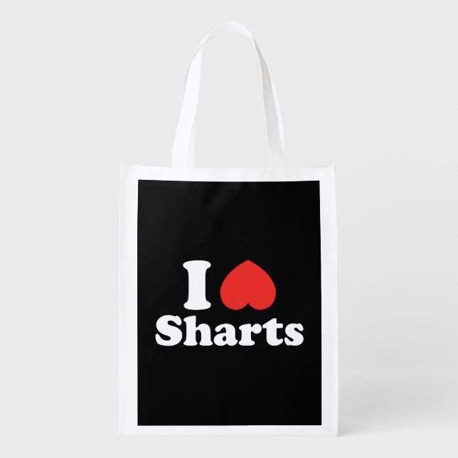 I Heart Sharts Grocery Bag (Front)