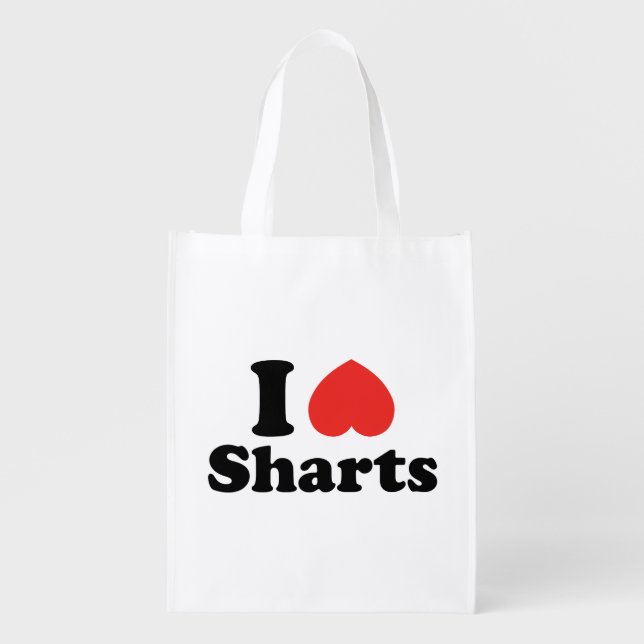 I Heart Sharts Grocery Bag (Front)
