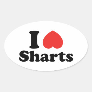I Heart Sharts Oval Sticker