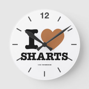 I Heart Sharts Round Clock