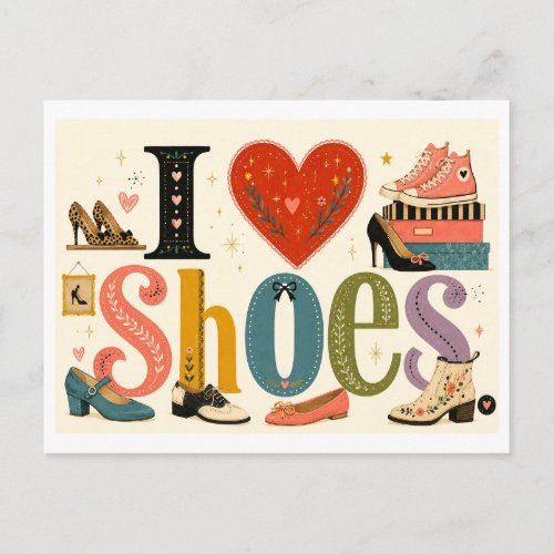 "I [Heart] Shoes" Postcard