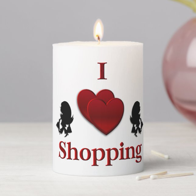 I Heart Shopping Pillar Candle (In Situ)