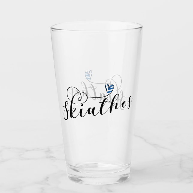 I Heart Skiathios, With Greek Flag Glass (Front)