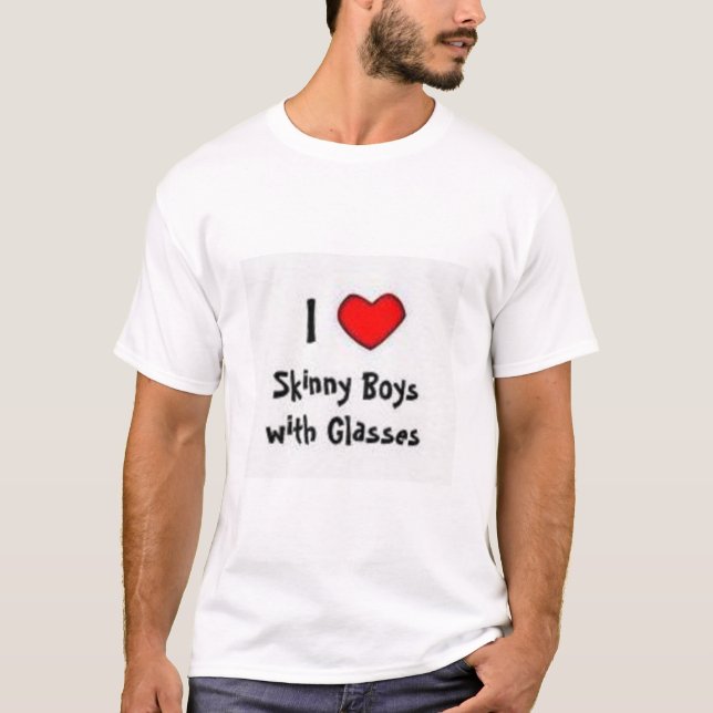 I Heart Skinny Boys with Glasses T-Shirt (Front)