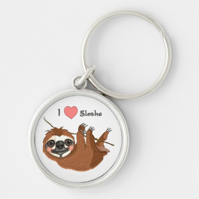 I Heart Sloths Baby Animals Keychain (Front)