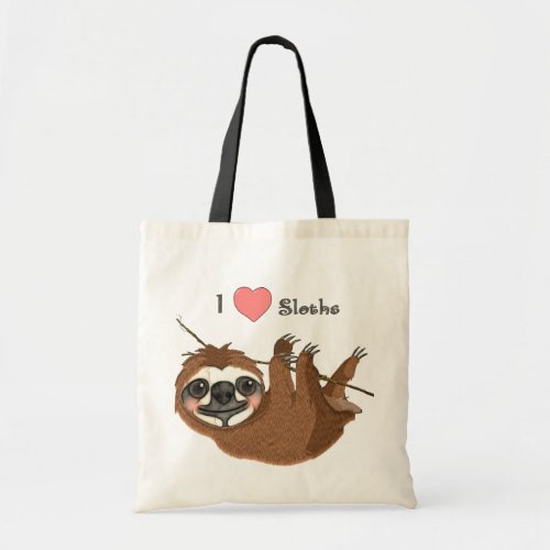 I Heart Sloths Baby Animals Tote Bag