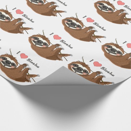 I Heart Sloths Baby Animals Wrapping Paper
