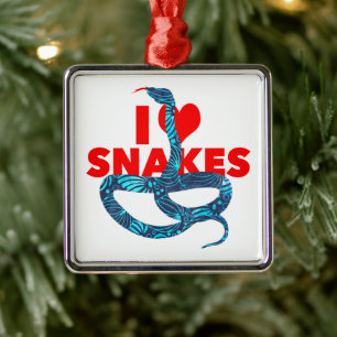 I Heart Snakes Reptile Lover Herpetology Pet Fan  Metal Ornament