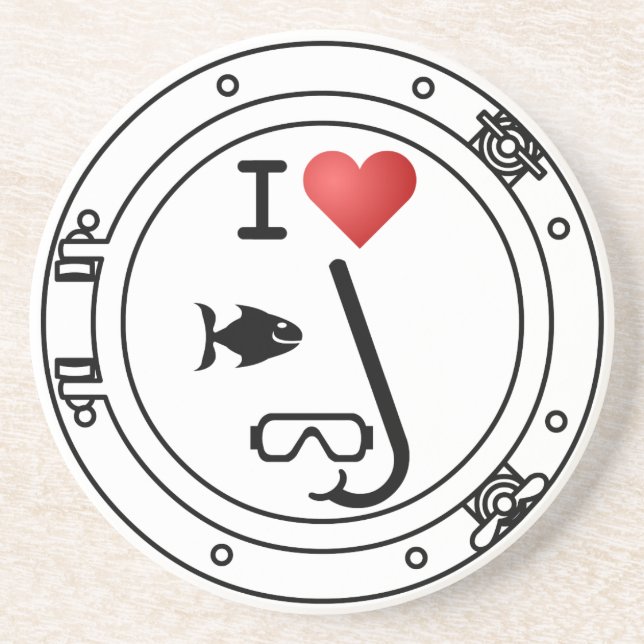 I Heart Snorkeling Sandstone Coaster (Front)