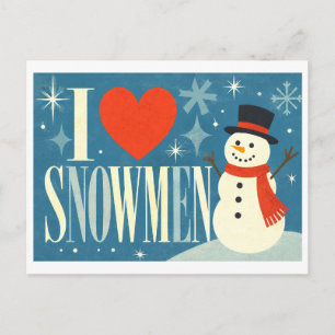 "I [Heart] Snowmen" Postcard
