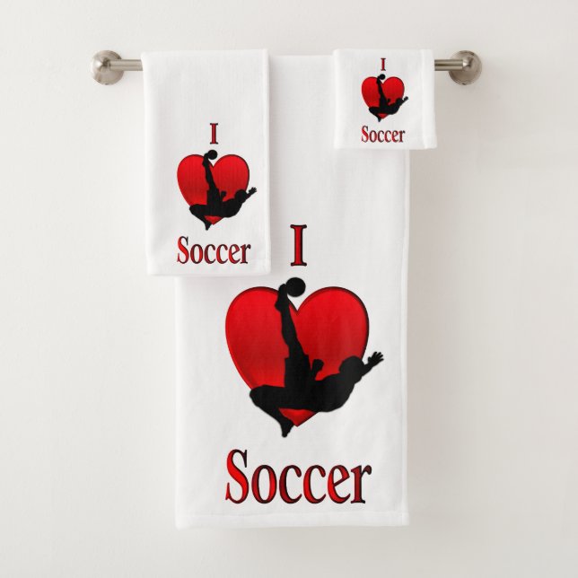 I Heart Soccer Bath Towel Set (Insitu)