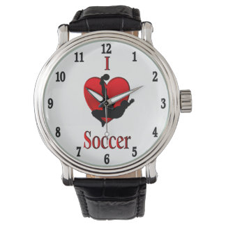 I Heart Soccer Black Numbers Watch