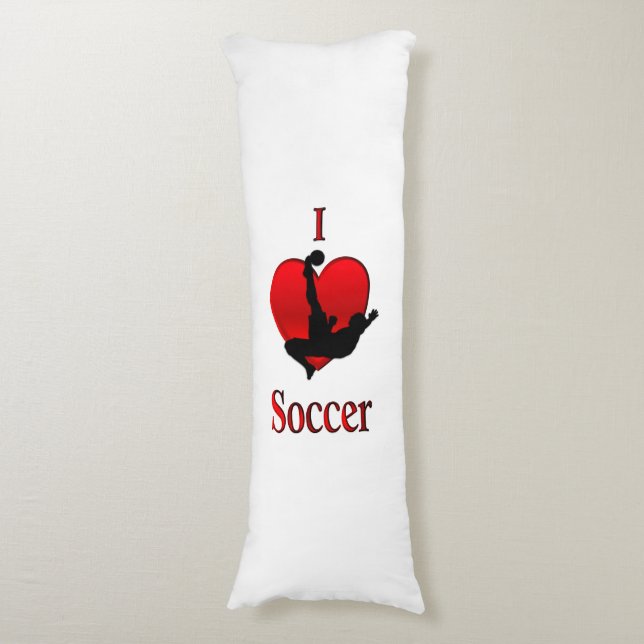 I Heart Soccer Body Pillow (Front Vertical)