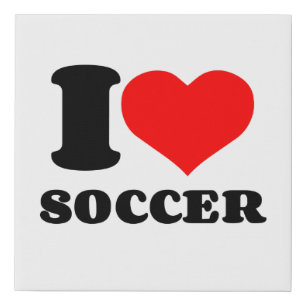 I HEART SOCCER FAUX CANVAS PRINT