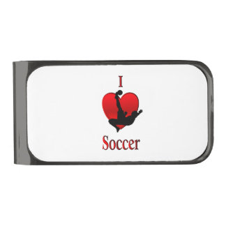 I Heart Soccer Gunmetal Finish Money Clip