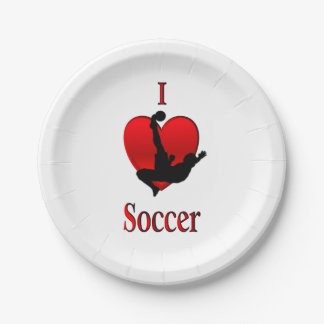 I Heart Soccer Paper Plates