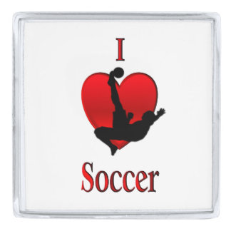 I Heart Soccer Silver Finish Lapel Pin