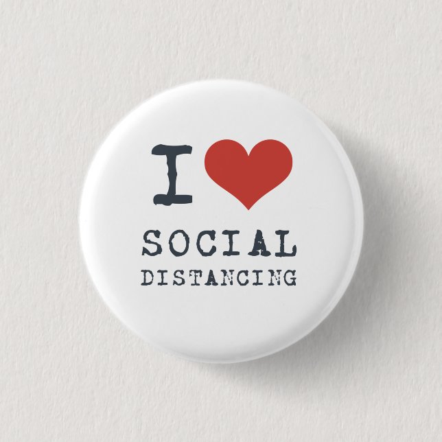 I Heart Social Distancing Introvert Button (Front)