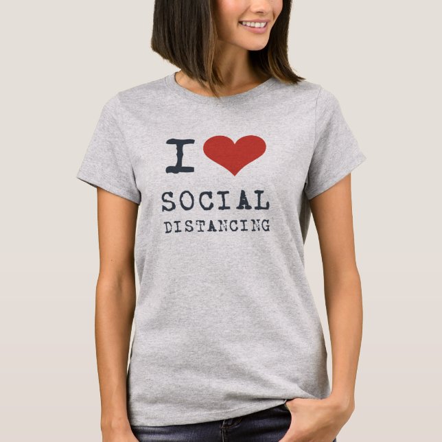 I Heart Social Distancing Introvert T-Shirt (Front)
