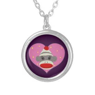 I Heart Sock Monkey Necklace