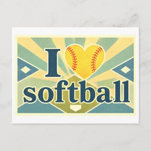 "I [Heart] Softball" Postcard