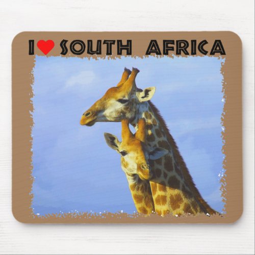 I Heart South Africa Blue Sky Giraffes Mouse Pad