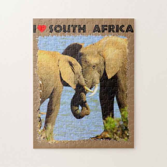 I Heart South Africa elephants in love Jigsaw Puzzle (Vertical)