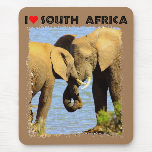 I Heart South Africa elephants in love Mouse Pad (Front)