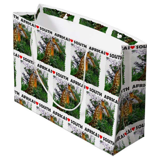 I Heart South Africa Giraffe Aloe Large Gift Bag (Back Angled)