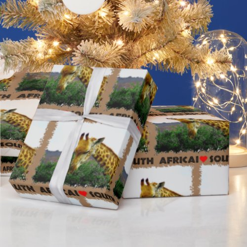 I Heart South Africa Giraffe Thorn tree Wrapping Paper