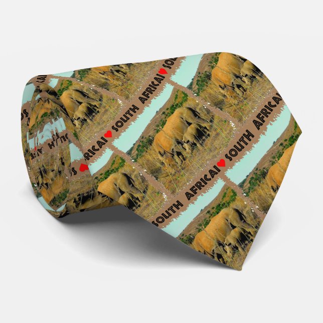 I Heart South Africa Rhino amongst the reeds Neck Tie (Rolled)