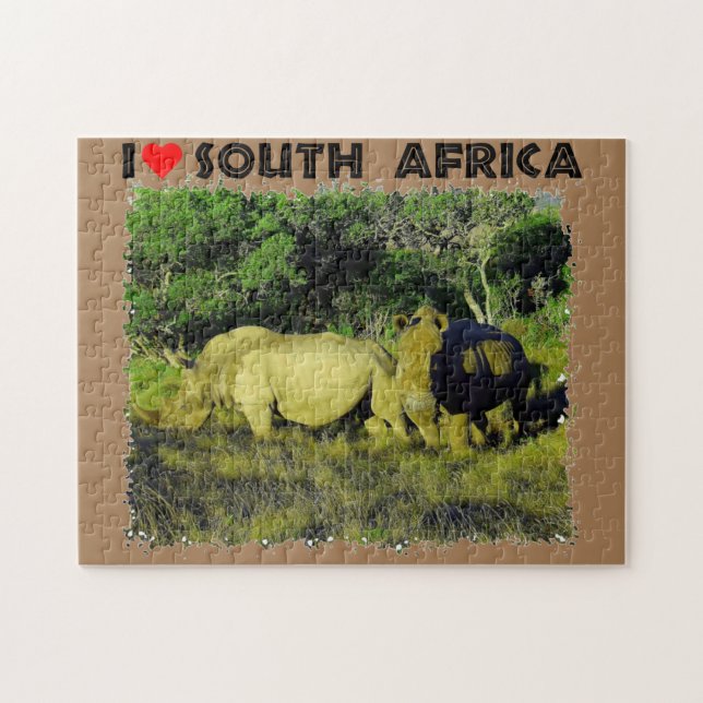 I Heart South Africa Rhino Couple Jigsaw Puzzle (Horizontal)
