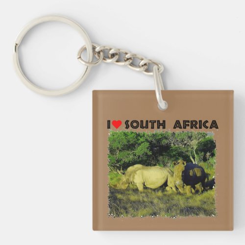 I Heart South Africa Rhino Couple Keychain