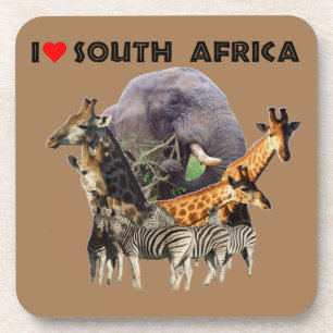 I Heart South Africa Wildlife Collage Beverage Coaster