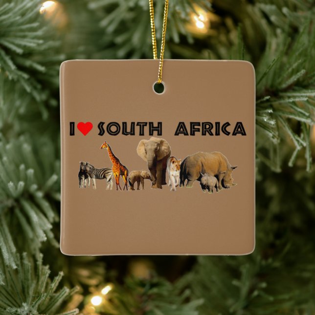 I heart South Africa Wildlife Collage Ceramic Orna Ornament (Tree)