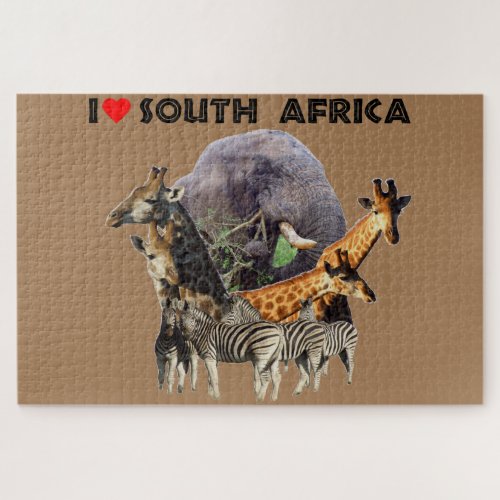 I Heart South Africa Wildlife Collage Jigsaw Puzzle
