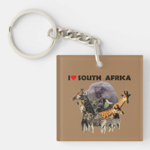 I Heart South Africa Wildlife Collage Keychain