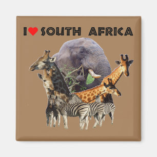 I Heart South Africa Wildlife Collage Magnet