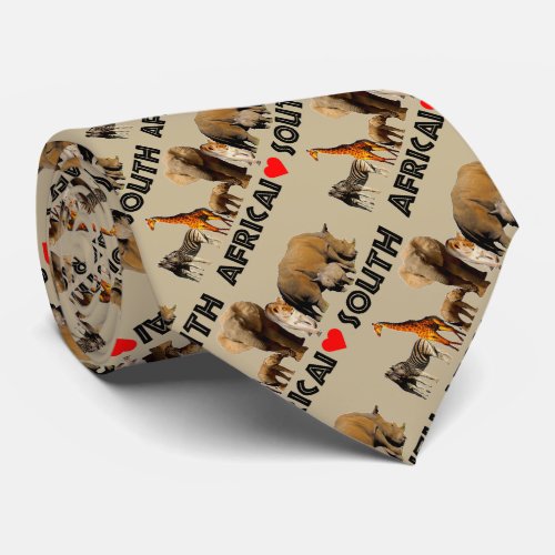 I heart South Africa Wildlife Collage Neck Tie