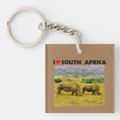 I Heart South Africa young rhino couple Keychain