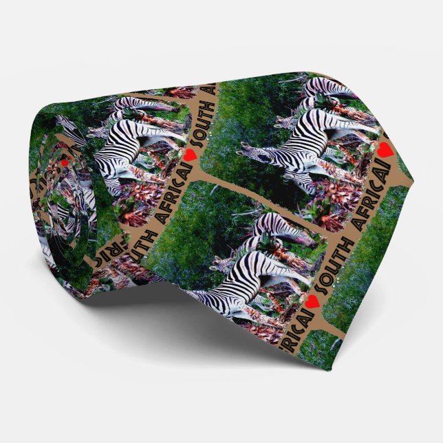 I Heart South Africa Zebra Aloe Neck Tie (Rolled)