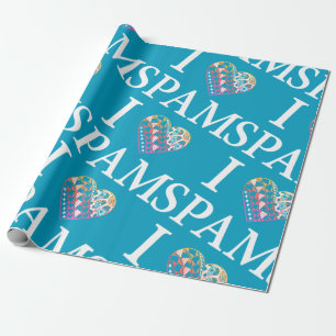 I Heart SPAM Teal Ombre Wrapping Paper