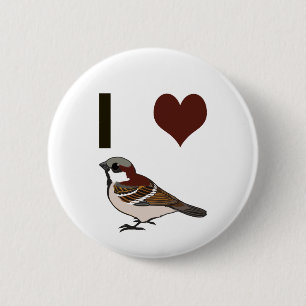 I heart sparrows button