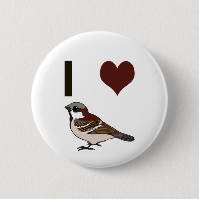 I heart sparrows button (Front)