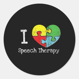 I Heart Speech Therapy, Autism Awareness  Classic Round Sticker