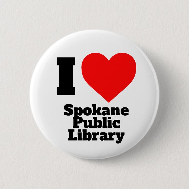 I Heart Spokane Public Library Button (Front)