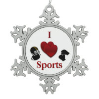 I Heart Sports Pewter Snowflake Ornament