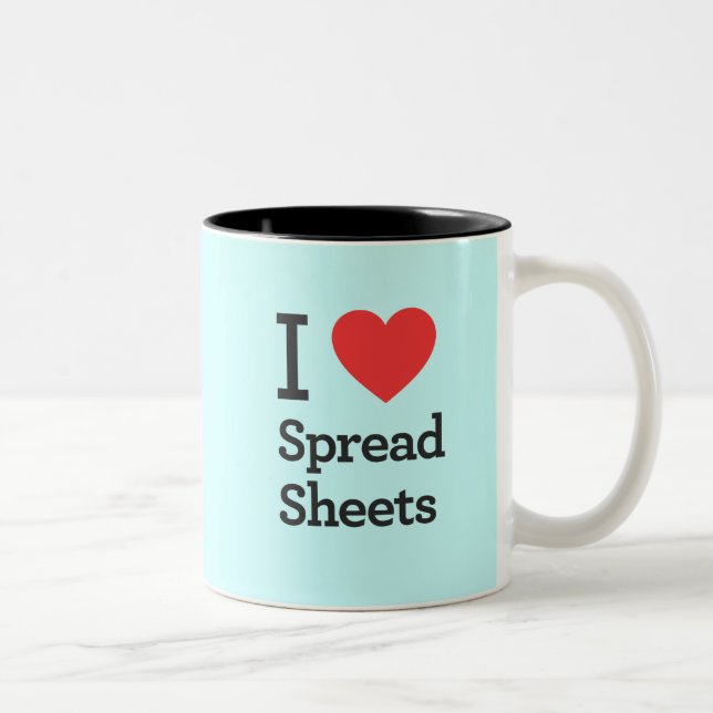 I Heart Spreadsheets Two-Tone Coffee Mug (Right)