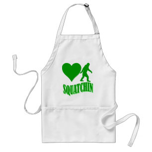 I heart squatchin adult apron