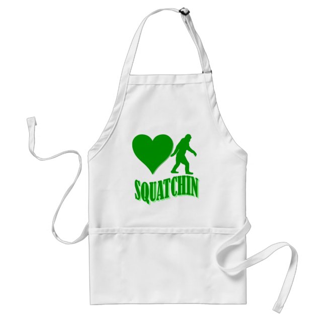 I heart squatchin adult apron (Front)